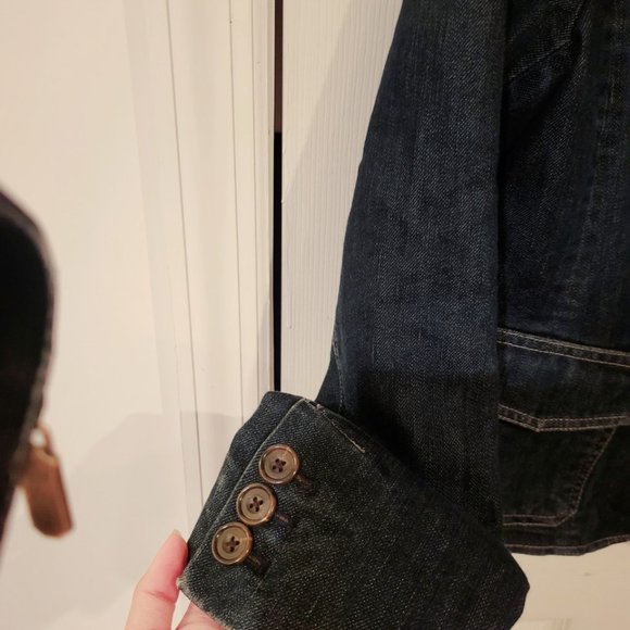 90s ANN TAYLOR Denim Blazer STREET STYLE - Size: 6 - Picture 3 of 9